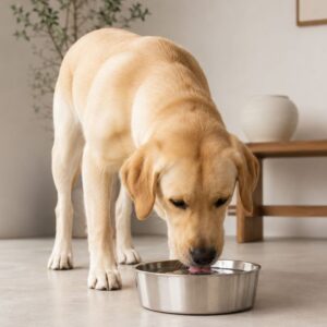 Perro bebiendo agua