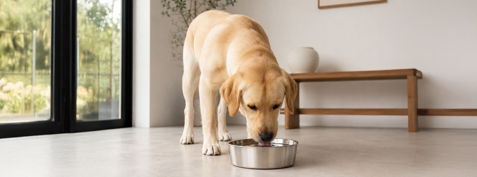 Perro bebiendo agua