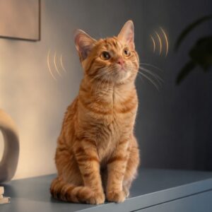 Gato escuchando atentamente la voz de su dueño