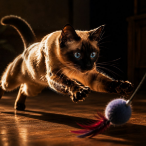 Gato en posición de alerta con su musculatura preparada para reaccionar rápidamente
