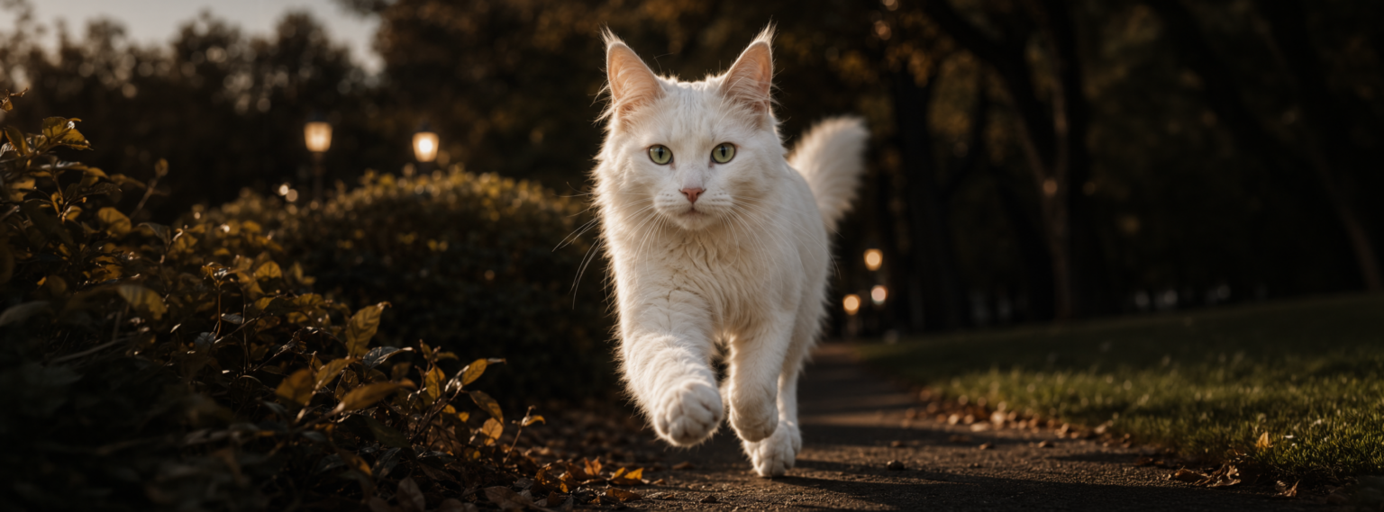 Gato en posición de alerta con su musculatura preparada para reaccionar rápidamente