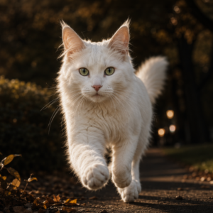 Gato en posición de alerta con su musculatura preparada para reaccionar rápidamente
