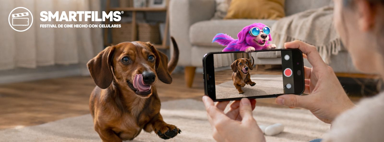 Grabación de video con celular mostrando la conexión entre un perro y su dueño para Smartfilms