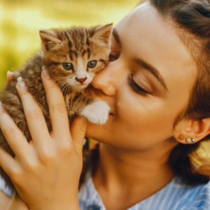 Gato acariciando a su dueño y mostrando señales de amor, confianza y vínculo afectivo.